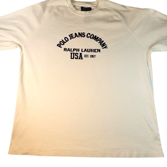 Vintage RL Polo Jeans Co. by Ralph Lauren White Spell-Out Graphic T-Shirt USA L - Picture 5 of 6